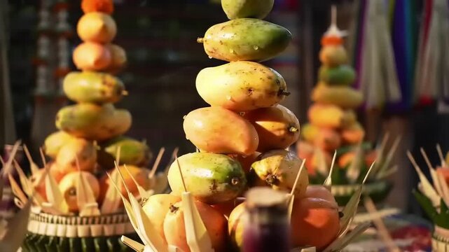 Mango Offering with Balinese Temple.