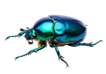 Close-up of a vibrant emerald-blue beetle, showcasing intricate details and metallic sheen against a stark black background.