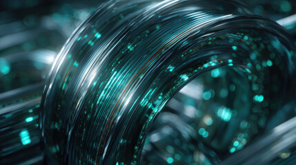 Striking technology cables shimmer with futuristic teal light, highlighting innovation and advanced connectivity, perfect for tech companies and cutting-edge brands