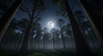 Moonlight Forest at Night.