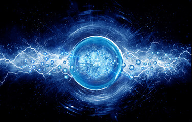 blue bubble and molecule on power energy background