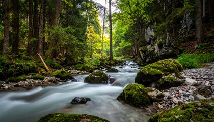 Obraz premium Lush forest stream (1)