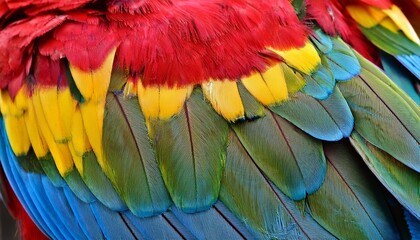 Obraz premium close up view of vibrant parrot feather patterns