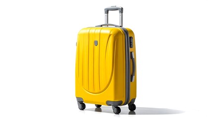 Bright yellow hard-shell suitcase