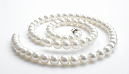 Obraz premium Three concentric circles of white pearls—small to large—rest on flat surface. A metaphor for refinement and the choreography of grace through layered symmetry and luminous restraint.