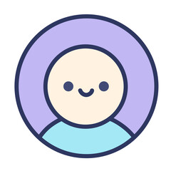 Cute Cartoon Avatar Icon with Smiling Face