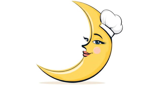 Cute moon chef illustration