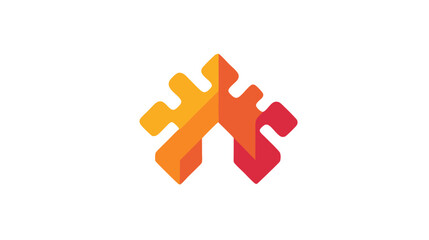 Fototapeta premium Abstract creative geometric arrow design element with vibrant warm gradient colors, symbolizing progress, innovation, and growth.