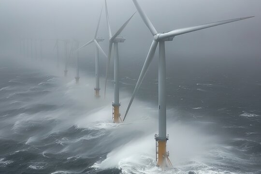 Offshore wind farm featuring advanced turbines harnessing renewable energy from the sea