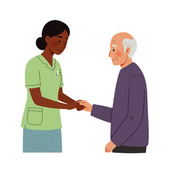 Fototapeta premium Compassionate Caregiver Assisting Elderly Man with Support.