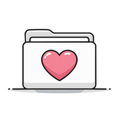 Cute Digital Folder Icon with Pink Heart Symbolizing Favorite Files and Love Data