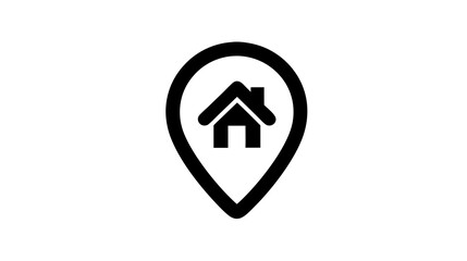 Obraz premium Home location map pin icon, residential address marker symbol, house navigation graphic, real estate property finder concept