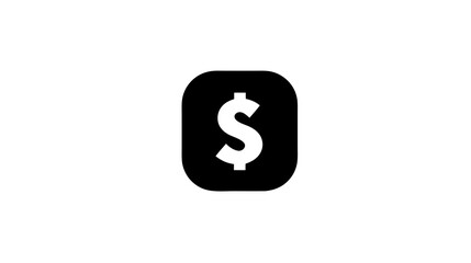 Generic dollar sign icon on a black rounded square, representing digital currency, mobile payments, financial transactions, and banking apps.