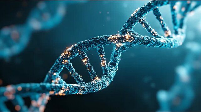 Abstract 3 d illustration of dna strand against blue background - Powered by Adobe