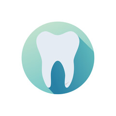 Obraz premium White Tooth Dental Care Flat Design Icon for Oral Hygiene and Stomatology