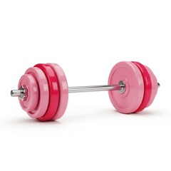Pink and red dumbbell barbell set fitness equipment for home gym workout strength training isolated on white background
