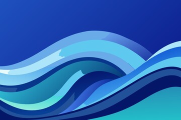 Abstract ocean waves illustration with various shades of blue and teal colors