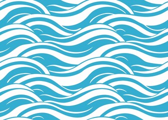 Seamless Pattern of Blue and White Waves for Background or Design Element