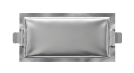 Silver Packaged Snack Bar in Foil Wrapper on White Background