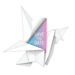 Origami folded paper Save the Date