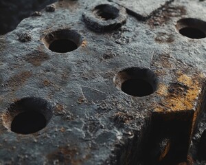 Rough cast iron texture with industrial wear and rust