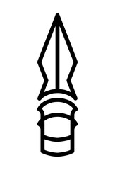 Abstract spearhead pointing upwards, traditional weapon component. Stylized arrowhead, historical weapon element. Sharp spear tip, ancient weapon part.