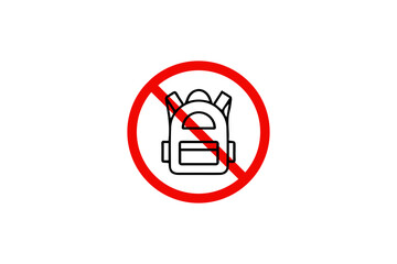 No Backpack Bag Forbidden Symbol for Public Safety Rules. Pixel Perfect. Isolated 64x64 Vector Icon.