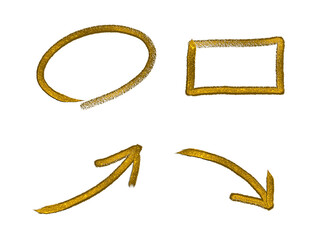 金の丸と四角と矢印