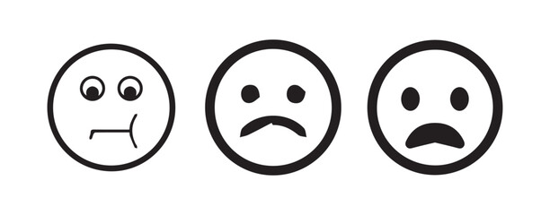Depressed and Worried Face Emoticon Symbols