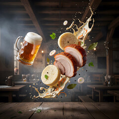 Epic Floating Czech Traditional Dish in Cinematic Composition