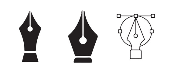 Flat Icon Pen Tool Vector Illustration Set