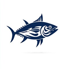 Obraz premium Stylized blue tuna illustration on white background vector design