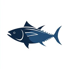 Fototapeta premium Stylized blue tuna fish illustration on white background for design