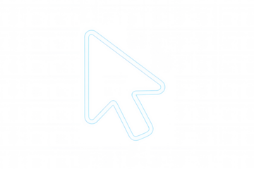 Computer mouse neon cursor outline icon glowing light on transparent background representing clicking and selecting
