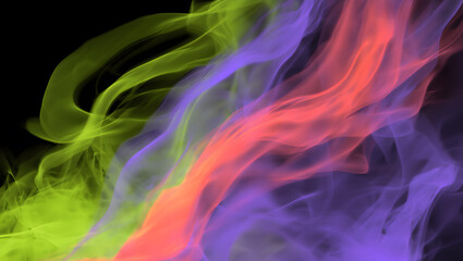 Abstract Colorful Smoke Background with Green Purple and Red Hues