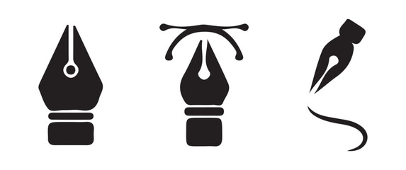 Modern Minimal Pen Nib Symbol in Black