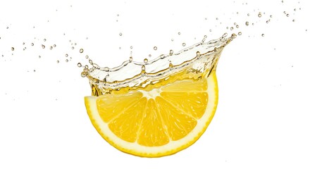 Lemon slice with water splash