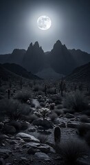 Moonlit Desert Landscape.