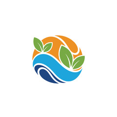 This illustration shows a beautiful circular logo with organic elements symbolizing nature and growth.