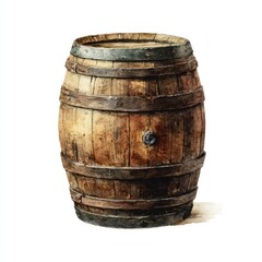 Obraz premium Wooden barrel illustration isolated on white background for design elements