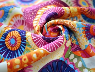 colorful spiral beads and fabric pattern