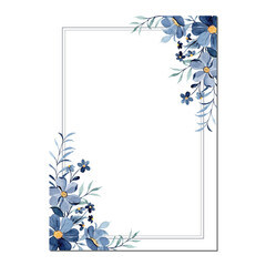 Watercolor blue floral frame