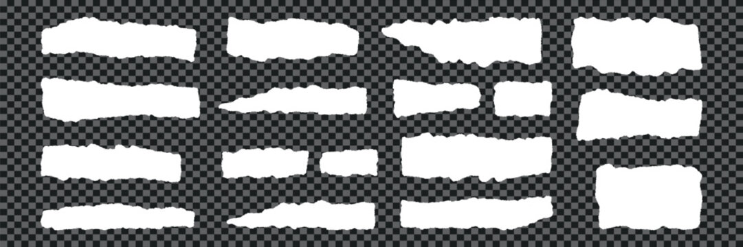 torn paper strips and jagged rectangles for collage, labels, banners. vector eps plus transparent png for overlays and masks