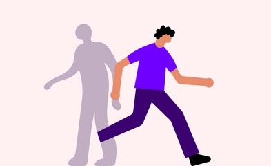 Escape loneliness and achieve freedom from own shadow, true liberty illustration