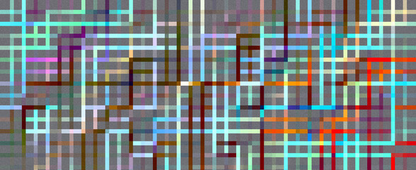 Abstract pastel multicolor background with gradient squares and grainy texture. Wide banner geometric design perfect for modern creative projects and digital use.