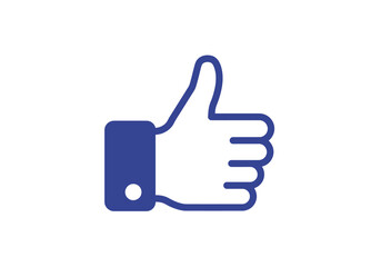 Blue thumbsup icon with a rounded outlined design