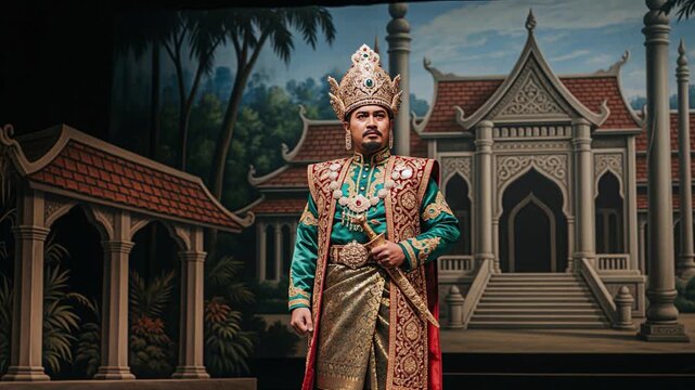 Royal Figure in Elaborate Traditional Thai Costume