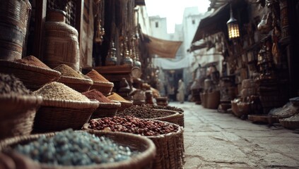 Ancient market street scene