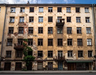 Obraz premium Old Damaged Building Facade.