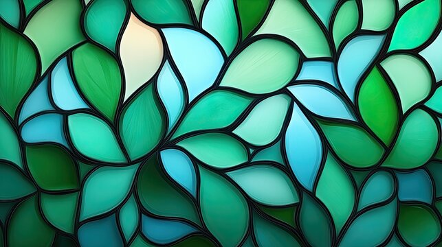 Abstract Teal and Green Leaf Pattern Design
